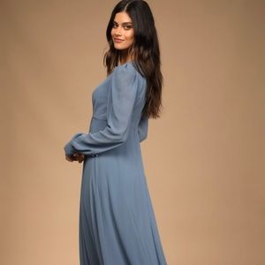 Lulu’s Slate Blue Long Sleeve Maxi Dress
